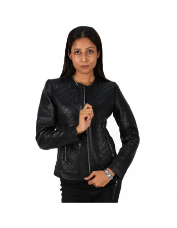 Laverapelle Women's Genuine Lambskin Textured Leather Racer Jacket