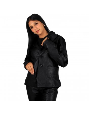 Laverapelle Women's Genuine Lambskin Two Buttoned Leather Blazer
