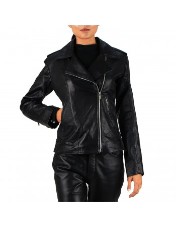 Laverapelle Women's Genuine Lambskin Textured Motorcycle Leather Jacket