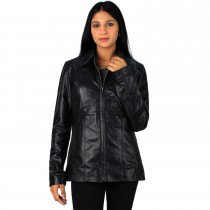 Laverapelle Women's Genuine Lambskin Long Zipper Leather Jacket