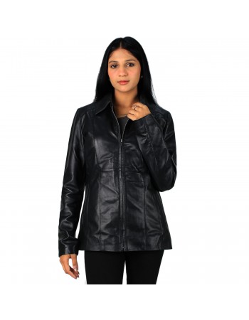 Laverapelle Women's Genuine Lambskin Long Zipper Leather Jacket