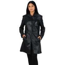 Laverapelle Women's Genuine Lambskin Classic Buttoned Leather Coat