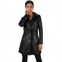 Laverapelle Women's Genuine Lambskin Tailored Buttoned Leather Coat