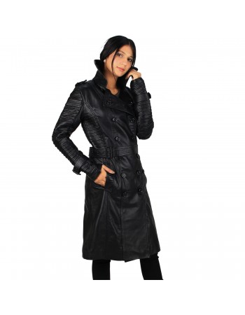 Laverapelle Women's Genuine Lambskin Belted Leather Pea Coat