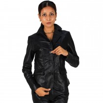 Laverapelle Women's Genuine Lambskin Three Buttoned Leather Blazer
