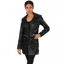 Laverapelle Women's Genuine Lambskin Refined Bottoned Leather Coat