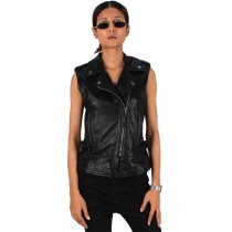 Laverapelle Women's Genuine Lambskin Biker Style Leather Vest