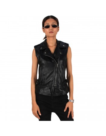 Laverapelle Women's Genuine Lambskin Biker Style Leather Vest