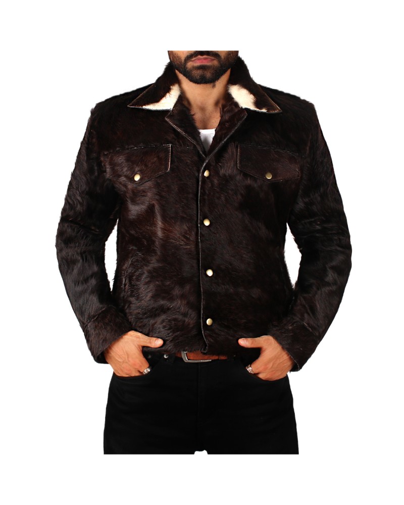 Laverapelle Men’s Maverick Cowhide Brown Fur Leather Jacket (Blazer Jacket) - 2501001