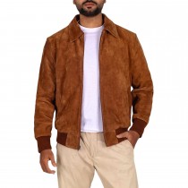 Laverapelle Men's Casual Bomber Suede Leather Jacket (Black, Bomber Jacket) - 2501002