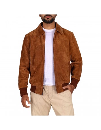 Laverapelle Men's Casual Bomber Suede Leather Jacket (Black, Bomber Jacket) - 2501002