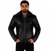 Laverapelle Men’s Bomber Shearling Lambskin Leather Jacket (Black, Aviator Jacket) - 2501004