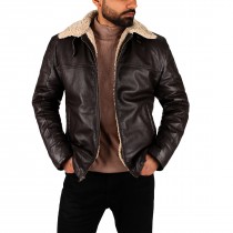 Laverapelle Men’s Bomber Shearling Lambskin Leather Jacket (Black, Aviator Jacket) - 2501004