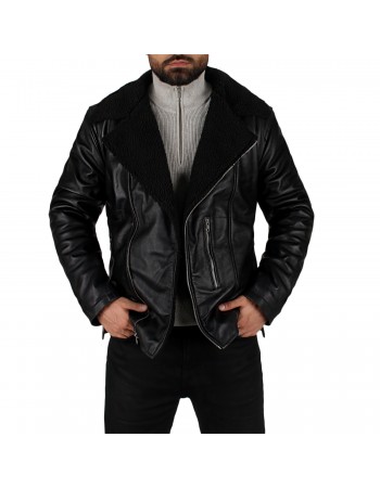 Laverapelle Men’s Biker Style Shearling Lambskin Leather Jacket (Black, Double Rider Jacket) - 2501005
