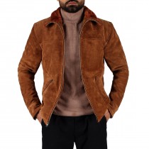 Laverapelle Men’s Fur Collared Aviator Cow Suede Leather Jacket (Black, Shearling Jacket) - 2501006