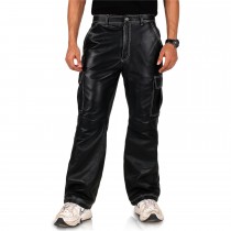 Laverapelle Men's Genuine Lambskin Leather Pants (Black, Cargo Pants) - 2504001