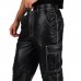 Laverapelle Men's Genuine Lambskin Leather Pants (Black, Cargo Pants) - 2504001