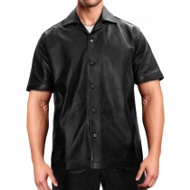 Laverapelle Men's Genuine Cowhide Leather Shirt (Black, Blazer Shirt) - 2506001