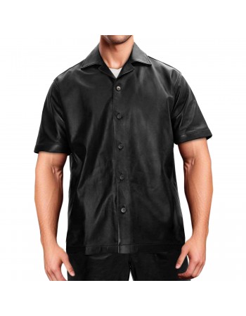 Laverapelle Men's Genuine Cowhide Leather Shirt (Black, Blazer Shirt) - 2506001