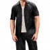 Laverapelle Men's Genuine Cowhide Leather Shirt (Black, Blazer Shirt) - 2506001