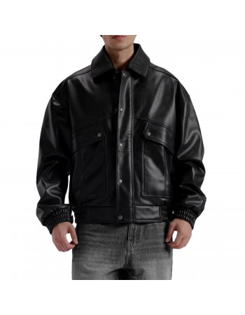 Laverapelle Men's Genuine Lambskin Leather Jacket (Black, Bomber Jacket) - 2601003