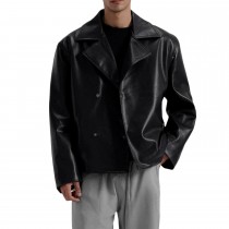 Laverapelle Men's Genuine Lambskin Leather Coat (Black, Peacoat) - 2601004