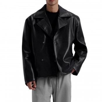 Laverapelle Men's Genuine Lambskin Leather Coat (Black, Peacoat) - 2601004