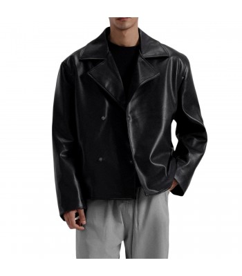 Laverapelle Men's Genuine Lambskin Leather Coat (Black, Peacoat) - 2601004