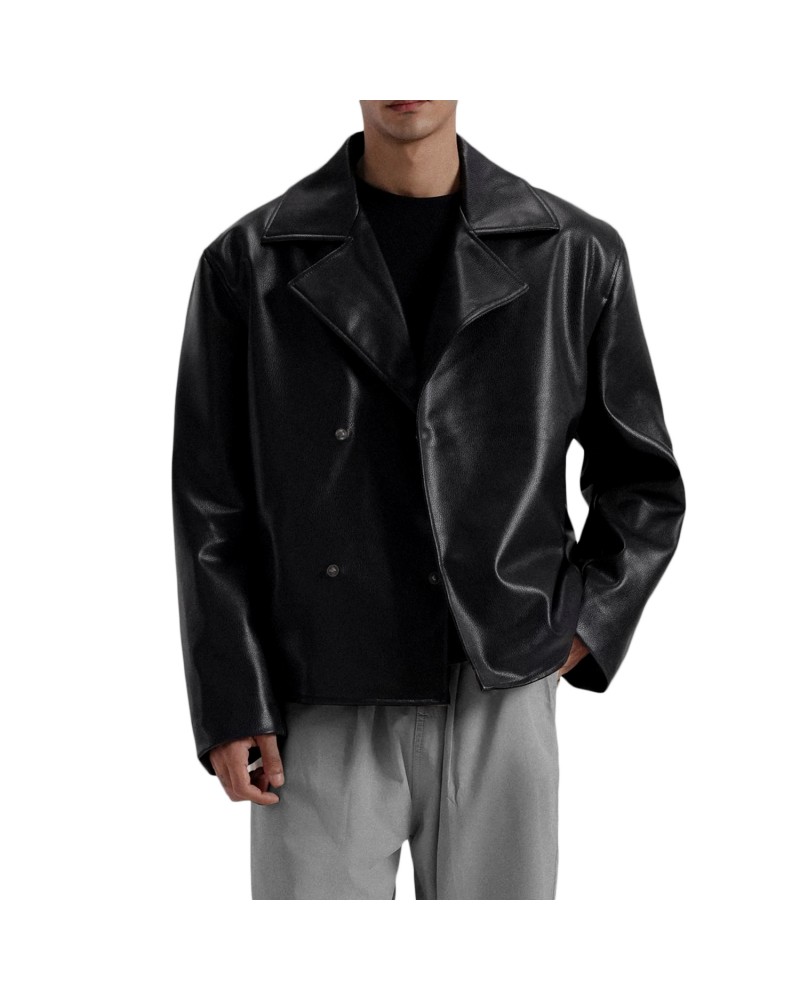 Laverapelle Men's Genuine Lambskin Leather Coat (Black, Peacoat) - 2601004