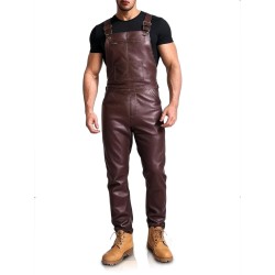 Laverapelle Men's Genuine Lambskin Leather Overalls (Black, Jumpsuit) - 2607001