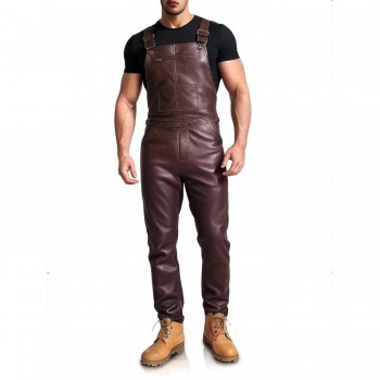 Laverapelle Men's Genuine Lambskin Leather Overalls (Black, Jumpsuit) - 2607001