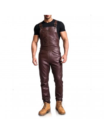Laverapelle Men's Genuine Lambskin Leather Overalls (Black, Jumpsuit) - 2607001