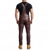 Laverapelle Men's Genuine Lambskin Leather Overalls (Black, Jumpsuit) - 2607001