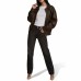 Laverapelle Women's Genuine Lambskin Oversized Bomber Leather Jacket (Black, Bomber Jacket) - 2621001