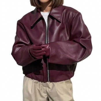 Laverapelle Women's Genuine Lambskin Oversized Bomber Leather Jacket (Black, Bomber Jacket) - 2621003