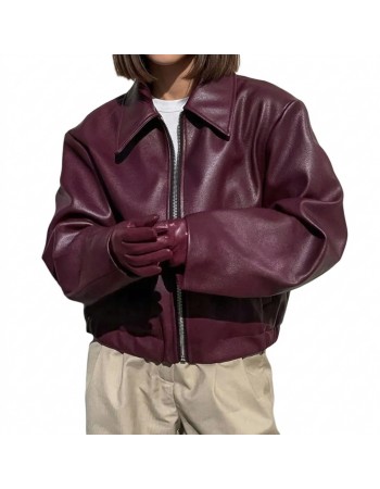 Laverapelle Women's Genuine Lambskin Oversized Bomber Leather Jacket (Black, Bomber Jacket) - 2621003