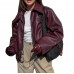 Laverapelle Women's Genuine Lambskin Oversized Bomber Leather Jacket (Black, Bomber Jacket) - 2621003 Laverapelle Women's Genuine Lambskin Oversized Bomber Leather Jacket (Black, Bomber Jacket) - 2621003