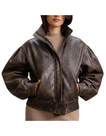 Laverapelle Women's Genuine Cow Ruboff Bomber Leather Jacket (Black, Bomber Jacket) - 2621006