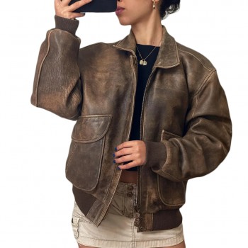 Laverapelle Women's Genuine Lambskin Oversized Bomber Leather Jacket (Black, Bomber Jacket) - 2621007