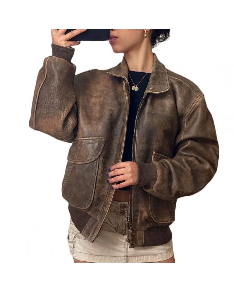 Laverapelle Women's Genuine Lambskin Oversized Bomber Leather Jacket (Black, Bomber Jacket) - 2621007