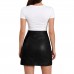 Laverapelle Women's Lambskin Leather High Waisted  Pencil Slim Mini Skirts (Black, Mini Skirt) - 2625001