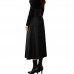 Laverapelle Women's Lambskin Leather High Waisted  A-Line Maxi Skirts (Black, Maxi  Skirt) - 2625002