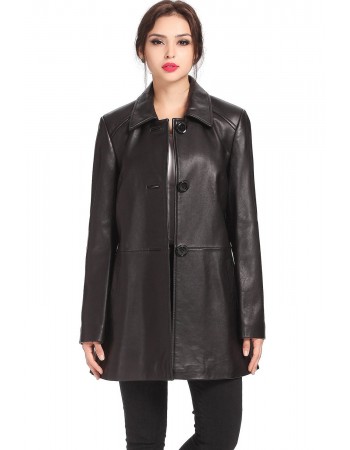 Laverapelle Women's Genuine Lambskin Leather Coat (Car Coat) - 1522687