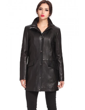 Laverapelle Women's Genuine Lambskin Leather Coat (Officer Coat) - 1522685