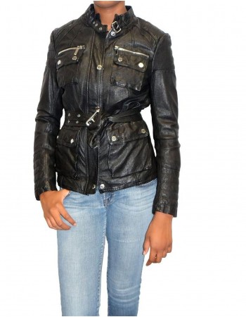 Laverapelle Women's Genuine Lambskin Leather Jacket (Field Jacket) - 1521741