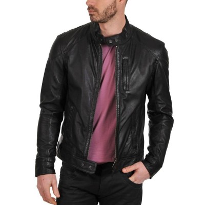 Laverapelle Men's Genuine Lambskin Leather Jacket (Racer Jacket) - 1501069