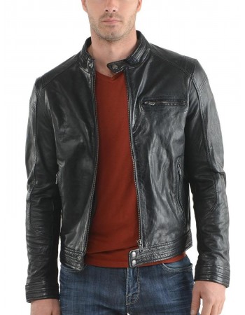 Laverapelle Men's Genuine Cowhide Leather Jacket (Racer Jacket) - 1501624