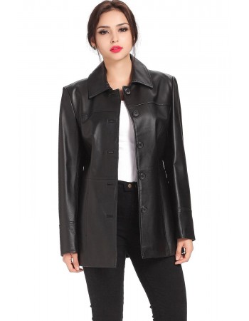 Laverapelle Women's Genuine Lambskin Leather Coat (Car Coat) - 1522689