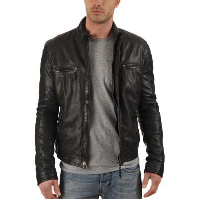 Laverapelle Men's Genuine Lambskin Leather Jacket (Racer Jacket) - 1501179