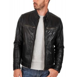 Laverapelle Men's Genuine Lambskin Leather Jacket (Racer Jacket) - 1501254